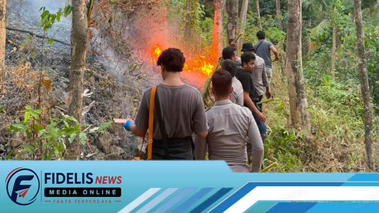 Karhutla di Pulau Battoad Dipadamkan Personil Polres Polman
